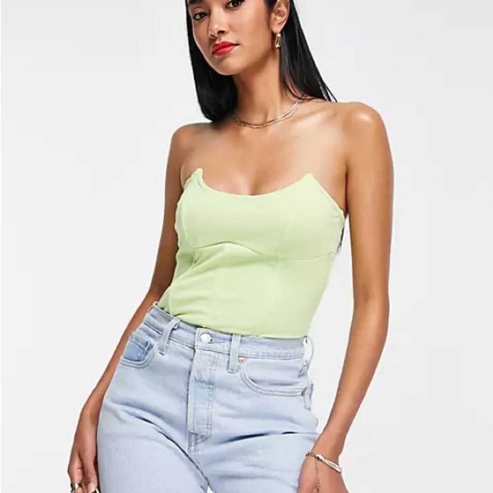 Extra & Vert Corset bodysuit in lime green